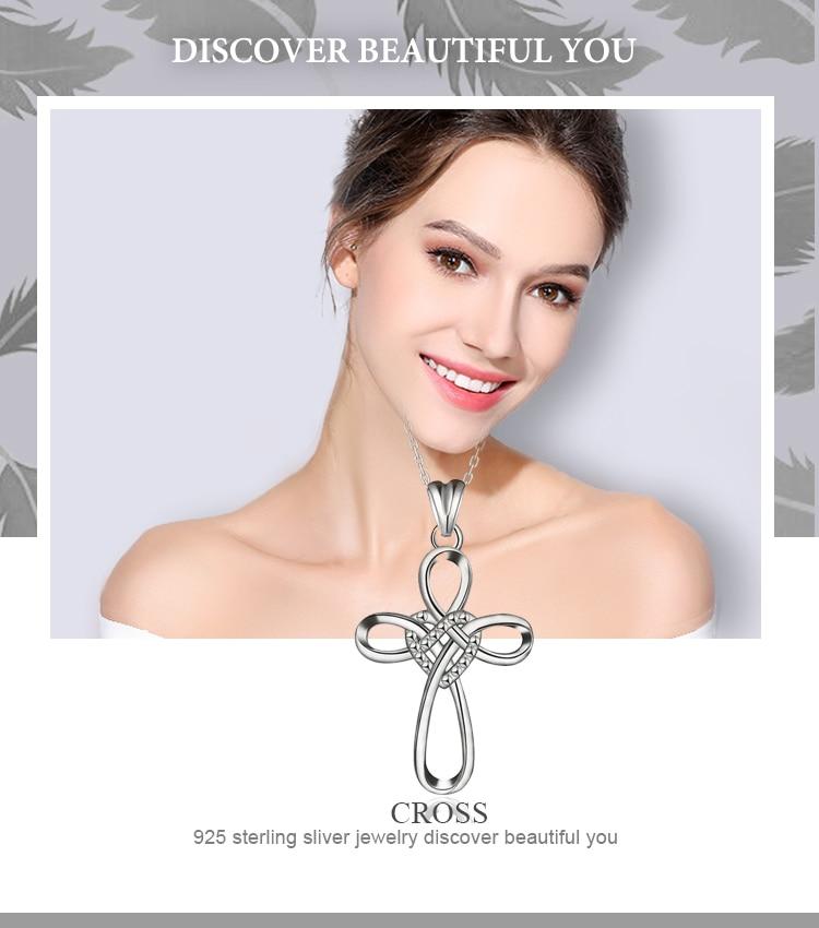 925 Sterling Silver Knot Heart and Cross Pendant with Dotted Accent Necklace-Necklaces-Innovato Design-18-Innovato Design