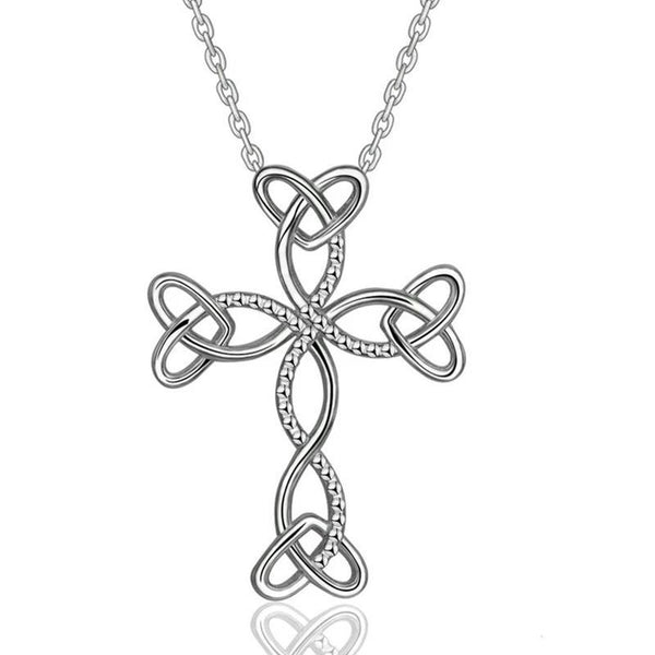 Sterling Silver Knott Hearts Cross Pendant with Chain Necklace - InnovatoDesign