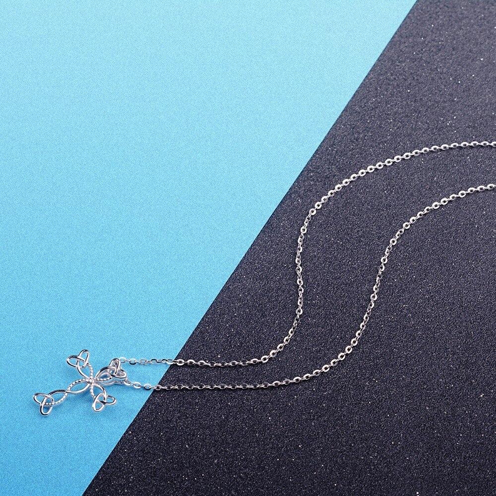 Sterling Silver Knott Hearts Cross Pendant with Chain Necklace-Necklaces-Innovato Design-18-Innovato Design