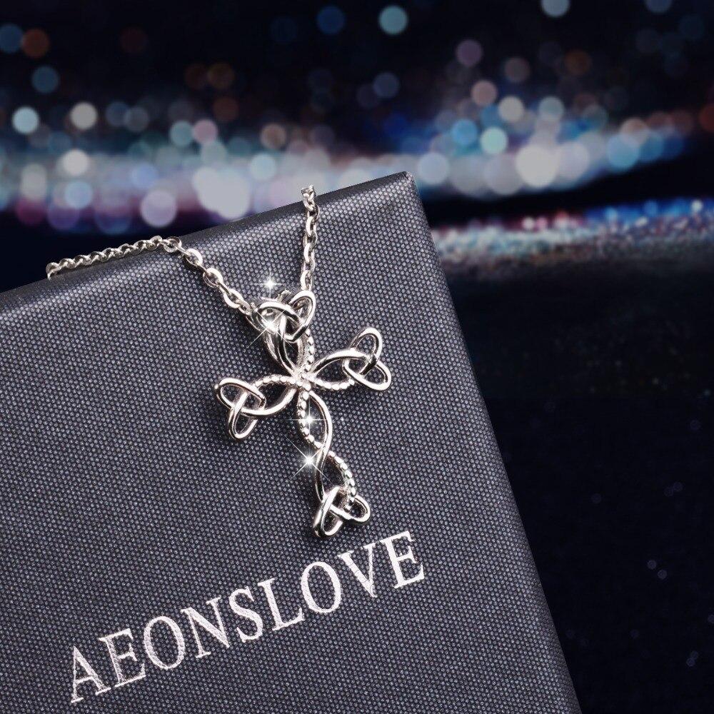 Sterling Silver Knott Hearts Cross Pendant with Chain Necklace-Necklaces-Innovato Design-18-Innovato Design