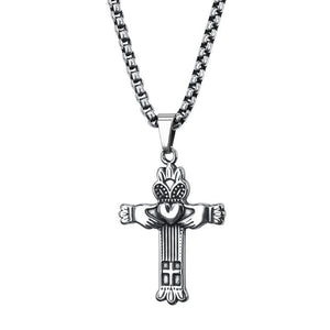 Silver Royal Claddagh Heart Pendant and Chain Necklace-Necklaces-Innovato Design-Innovato Design