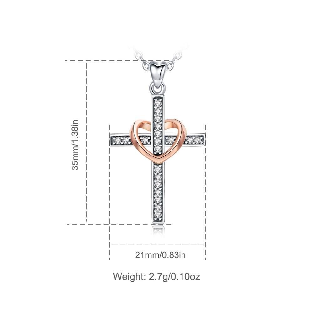Thin Sterling Silver Rose Gold Heart Cross Pendant Necklace-Necklaces-Innovato Design-Innovato Design