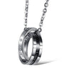 Two-tone Double Lock Couple Ring Pendant Chain Necklace - InnovatoDesign