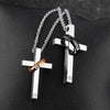 Silver Couple Ring with Zirconia and Cross Pendant Chain Necklace - InnovatoDesign