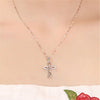 Silver Winged Angel Cross Pendant with Crystals Necklace-Necklaces-Innovato Design-Innovato Design