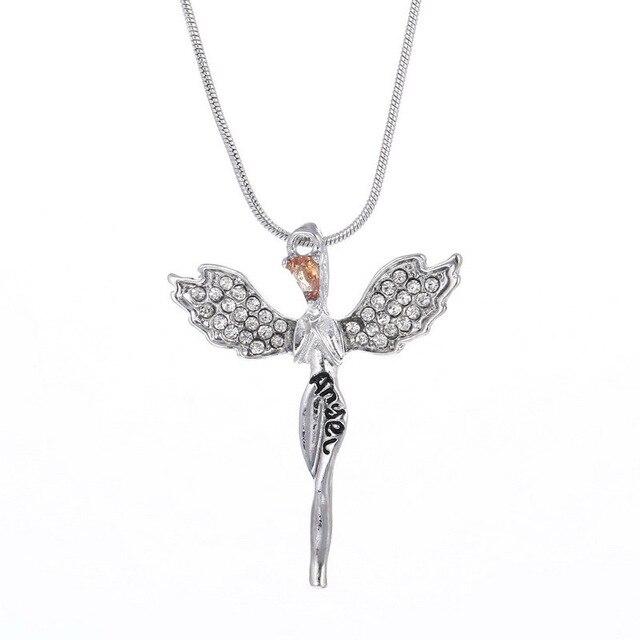 Angel Wings Pendant Necklace with Lettering Pendant-Necklaces-Innovato Design-Silver-Innovato Design