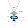 Necklace with Blue Sapphire Crystal Cross with Silver Wings-Necklaces-Innovato Design-Innovato Design