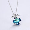 Necklace with Blue Sapphire Crystal Cross with Silver Wings-Necklaces-Innovato Design-Innovato Design