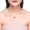 Necklace with Blue Sapphire Crystal Cross with Silver Wings - InnovatoDesign