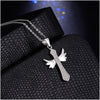Sterling Silver Winged Cross with Cubic Zirconia Crystals Necklace-Necklaces-Innovato Design-Innovato Design