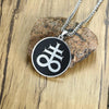 Round Steel Pendant with Leviathan Cross Enamel Inlay Necklace - InnovatoDesign