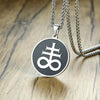 Round Steel Pendant with Leviathan Cross Enamel Inlay Necklace - InnovatoDesign