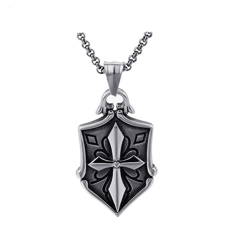 Silver Shield Blade Cross Pendant and Necklace-Necklaces-Innovato Design-Innovato Design