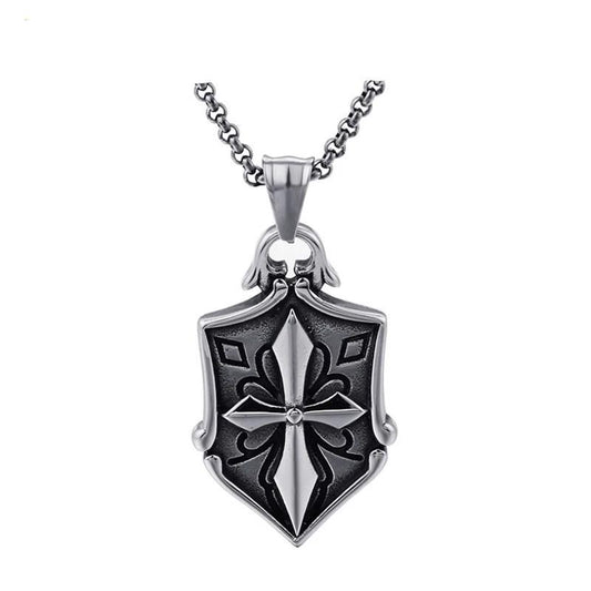 Silver Shield Blade Cross Pendant and Necklace-Necklaces-Innovato Design-Innovato Design