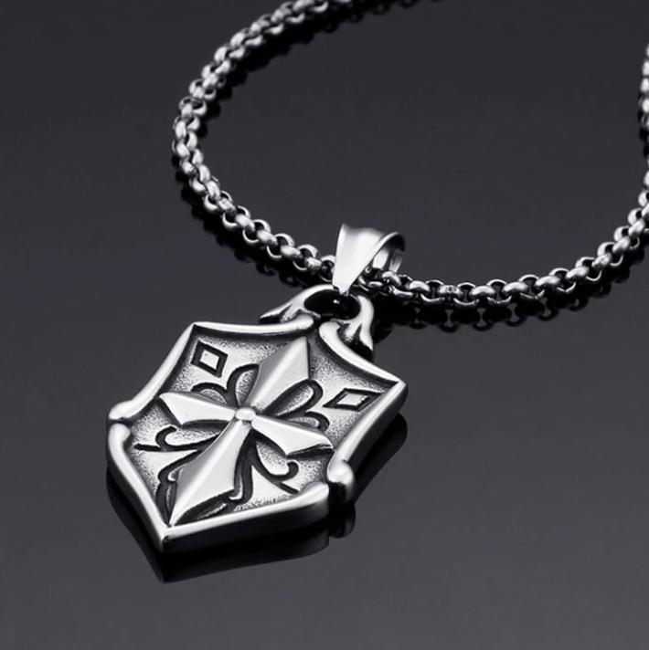 Silver Shield Blade Cross Pendant and Necklace-Necklaces-Innovato Design-Innovato Design