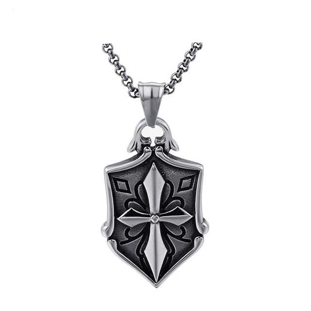 Silver Shield Blade Cross Pendant and Necklace-Necklaces-Innovato Design-Innovato Design