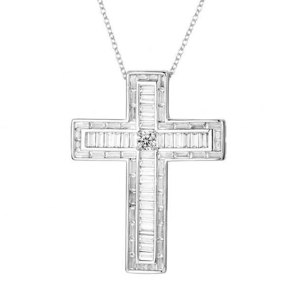 Bejeweled Box Crystal Silver Cross Pendant Necklace - InnovatoDesign