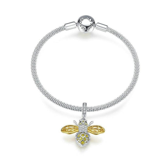 Golden Bee 925 Sterling Silver Charm Bracelet-Bracelets-Innovato Design-6.69in-Innovato Design