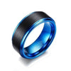 8mm Black Brushed Matte Blue Tungsten Carbide and Blue Cubic Zirconia Wedding Ring Set-Couple Rings-Innovato Design-6-5-Innovato Design