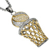 Titanium Steel Basketball Hoop Crystal Pendant Necklace-Necklaces-Innovato Design-Silver Gold-Innovato Design