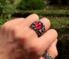 Gothic Cool Ghost Eye 925 Sterling Silver Vintage Punk Ring-Rings-Innovato Design-Resizable-Rose Red-Innovato Design