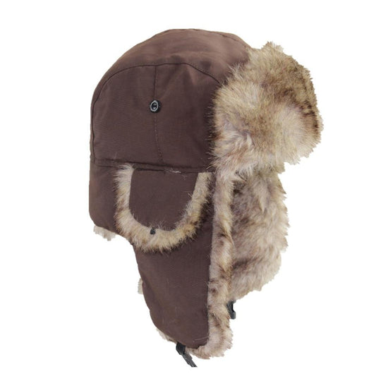 Thick Warm Trapper Fur Bomber Hat with Earflaps-Hats-Innovato Design-Black-Innovato Design