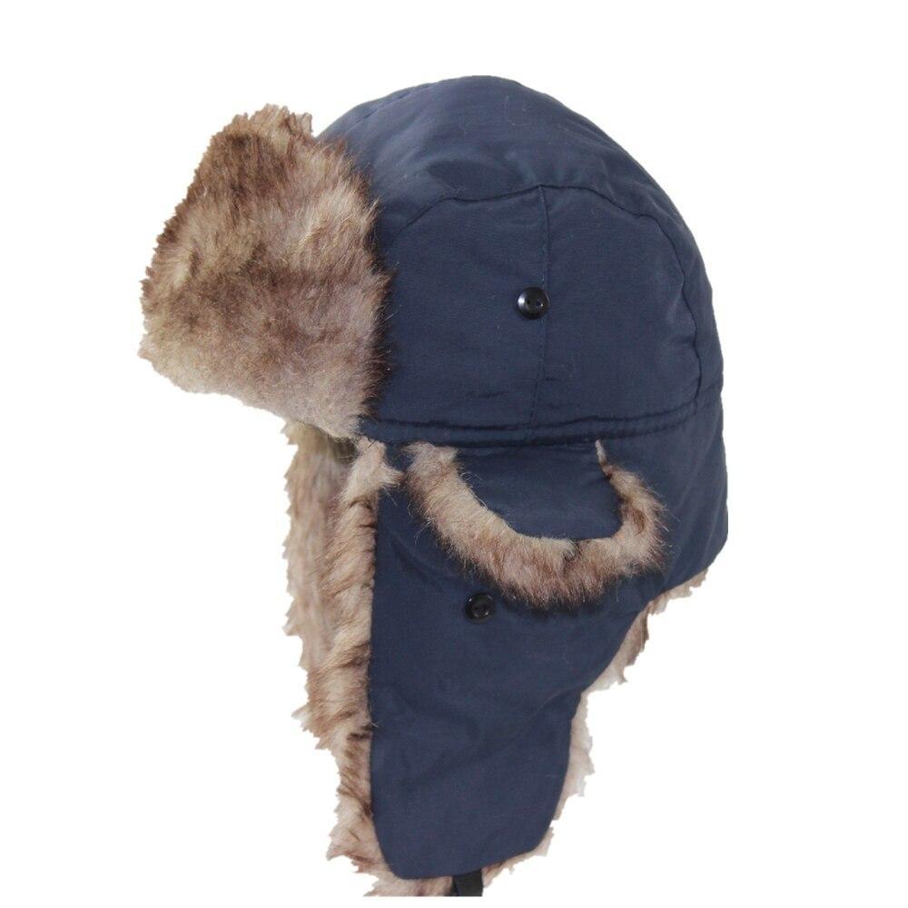Thick Warm Trapper Fur Bomber Hat with Earflaps-Hats-Innovato Design-Black-Innovato Design