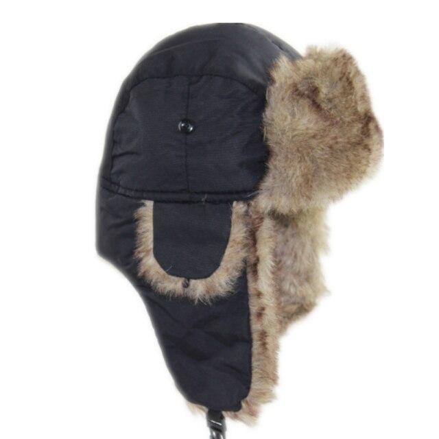 Thick Warm Trapper Fur Bomber Hat with Earflaps-Hats-Innovato Design-Black-Innovato Design