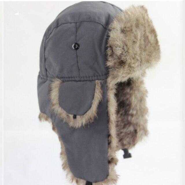 Thick Warm Trapper Fur Bomber Hat with Earflaps-Hats-Innovato Design-Gray-Innovato Design