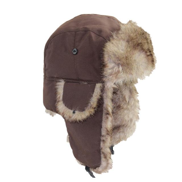 Thick Warm Trapper Fur Bomber Hat with Earflaps-Hats-Innovato Design-Coffee-Innovato Design