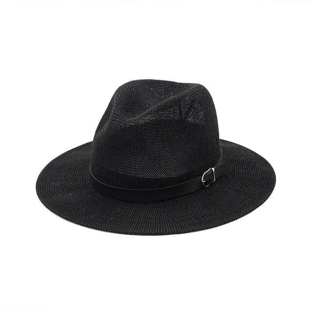 Wide Brim Straw Panama Summer Hat-Hats-Innovato Design-Black-Innovato Design