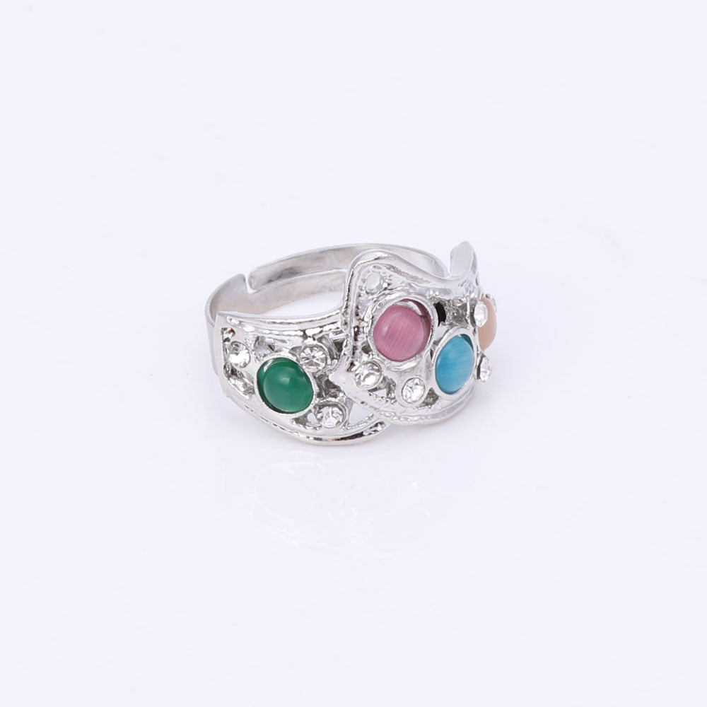 Cat's Eye and Crystal Necklace, Bracelet, Earrings & Ring Wedding Jewelry Set-Jewelry Sets-Innovato Design-Silver-Innovato Design