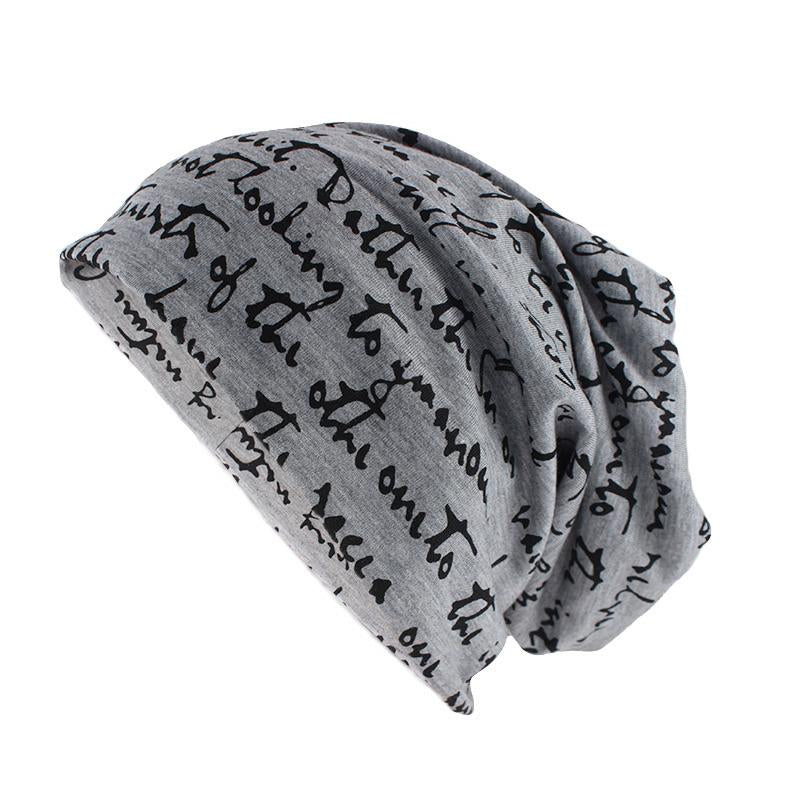 Scribbled Letters Style Cotton Beanie or Skullie-Hats-Innovato Design-Gray-Innovato Design