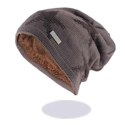 Geometric Star Pattern Wool Beanie, Bonnet or Knit Hat-Hats-Innovato Design-Khaki-Innovato Design