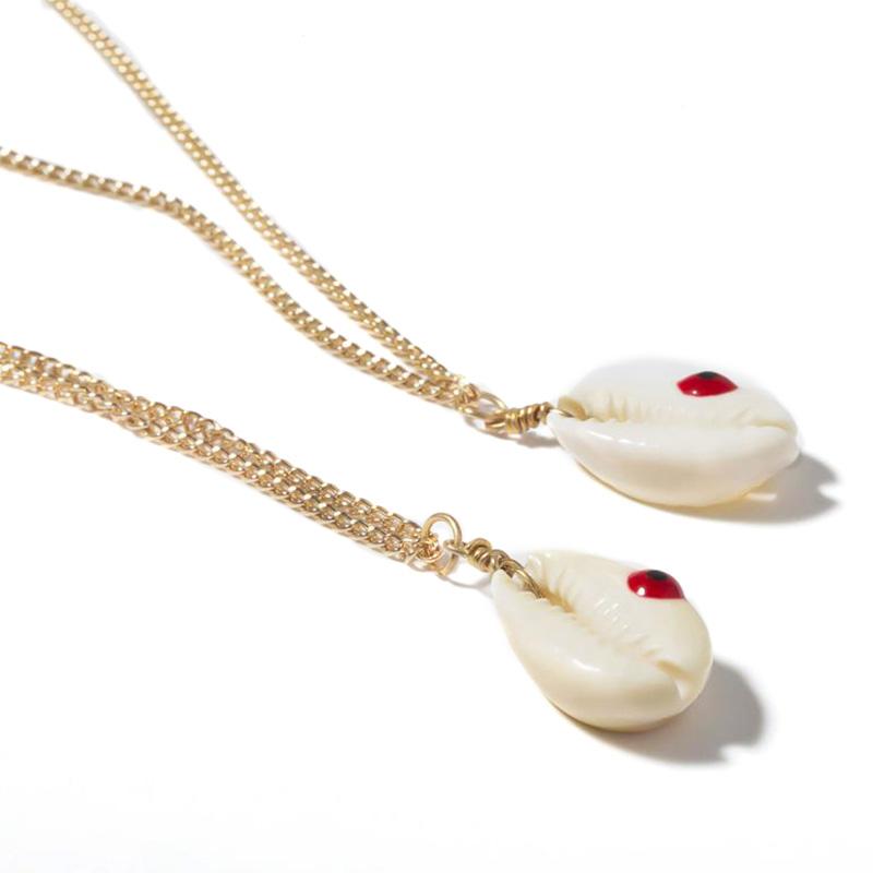 Multilayer Stone and Gold Chain Necklace with Puka Shell-Necklaces-Innovato Design-Innovato Design