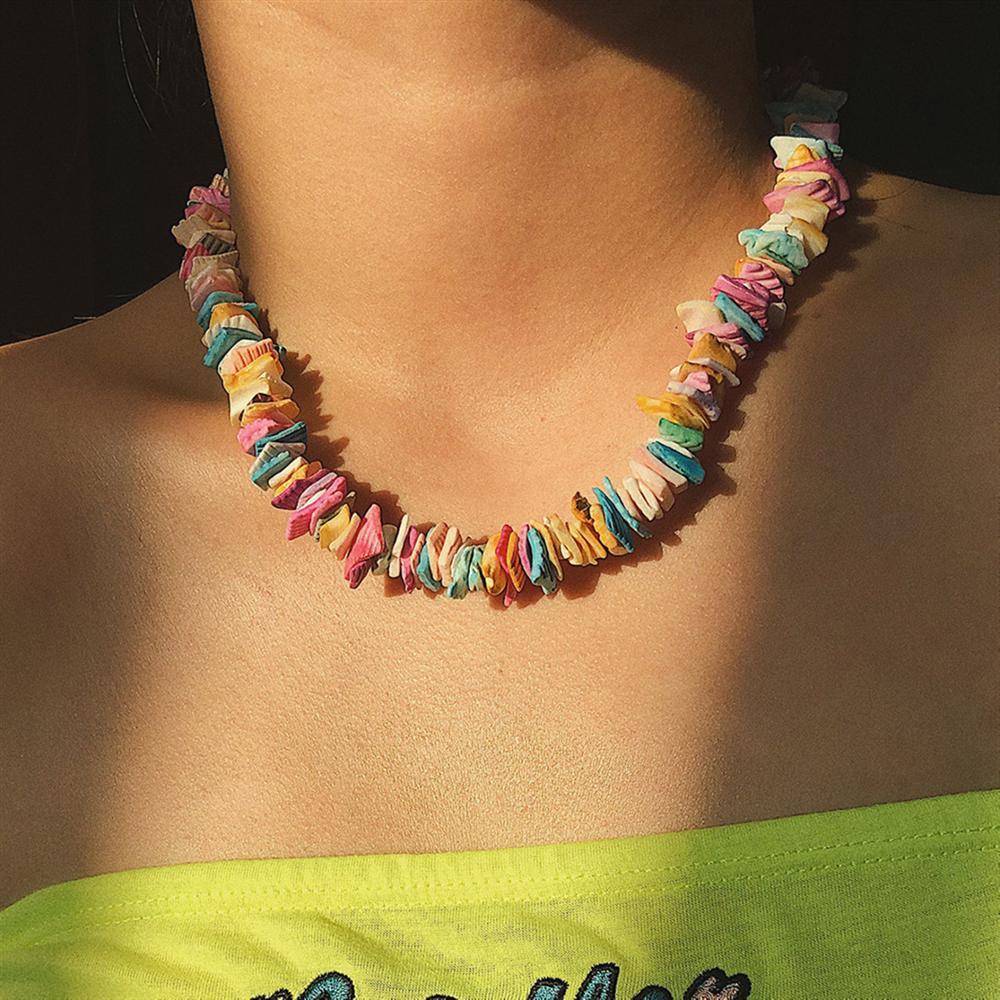 Puka Multicolor Pastel Clam Chip Choker Necklace-Bracelets-Innovato Design-Innovato Design