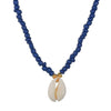 Blue and White Beaded Necklace with Puka Shell Pendant-Necklaces-Innovato Design-Blue-Innovato Design