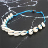 Sky Blue Knotted Rope and White Puka Shell Necklace-Necklaces-Innovato Design-Innovato Design
