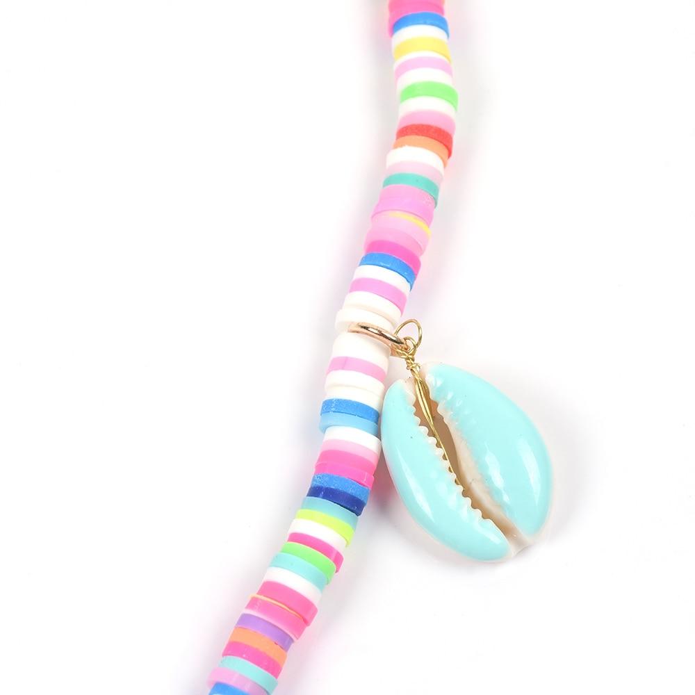 Flat Candy Color Bead Necklace with Puka Shell and Stone Pendants-Necklaces-Innovato Design-Innovato Design
