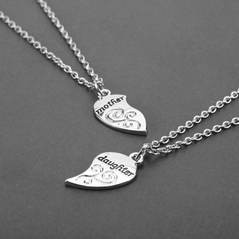 Silver Mother and Daughter Heart Pair Necklace-Necklaces-Innovato Design-Innovato Design