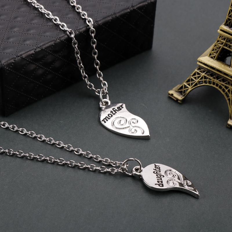 Silver Mother and Daughter Heart Pair Necklace-Necklaces-Innovato Design-Innovato Design