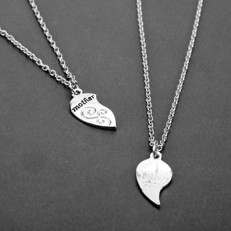Silver Mother and Daughter Heart Pair Necklace-Necklaces-Innovato Design-Innovato Design