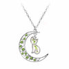 Silver Crystal Crescent Moon Cat Pendant Necklace - InnovatoDesign
