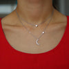 Platinum Silver Multi-layer Crescent Moon and Star Chain Necklace - InnovatoDesign
