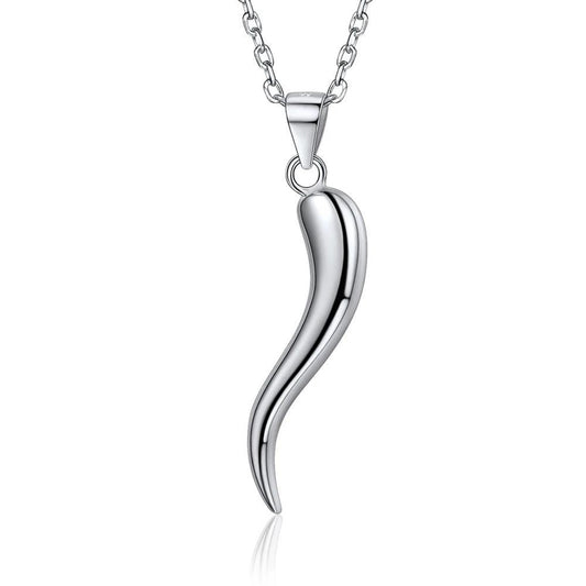 925 Sterling Silver Horn Pendant Chain Necklace-Necklaces-Innovato Design-Innovato Design