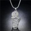 Sterling Silver Crystal Basketball Hoop Pendant Necklace-Necklaces-Innovato Design-Silver-18-Innovato Design