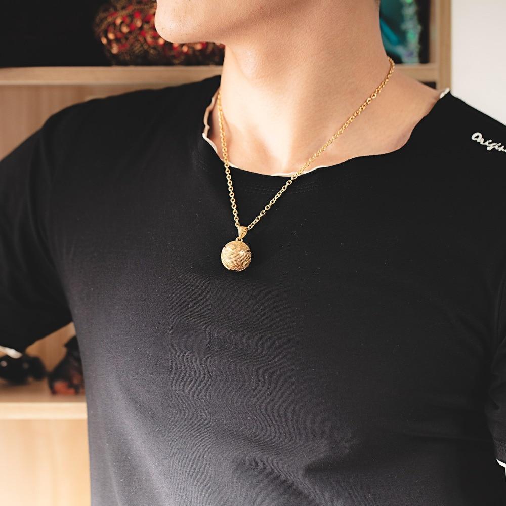 Metallic Basketball Pendant with Link Chain Necklace-Necklaces-Innovato Design-Gold-Innovato Design