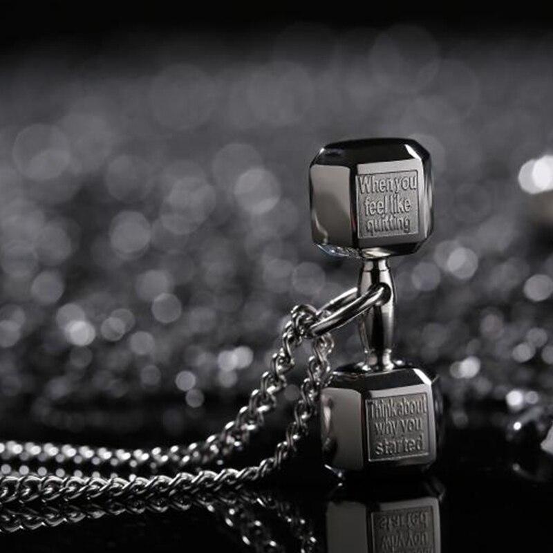 Stainless Steel Dumbbell Weight Pendant Chain Necklace-Necklaces-Innovato Design-Silver-Innovato Design
