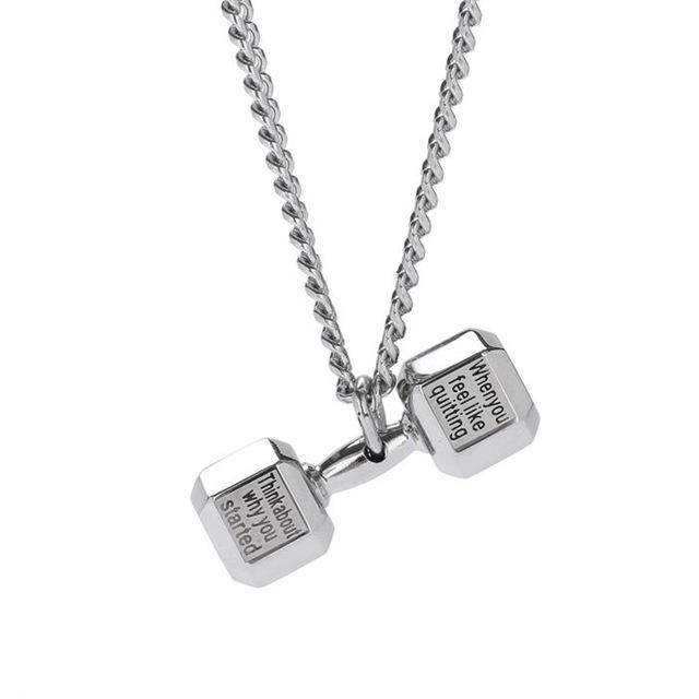 Stainless Steel Dumbbell Weight Pendant Chain Necklace-Necklaces-Innovato Design-Silver-Innovato Design