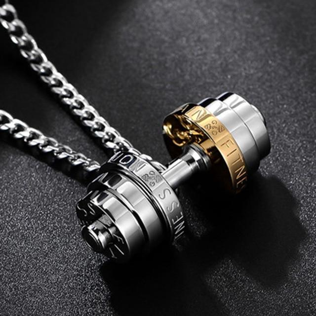 Stainless Steel Multiple Weight Dumbbell Pendant with Engraving-Necklaces-Innovato Design-20-Innovato Design